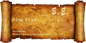 Bing Ella névjegykártya